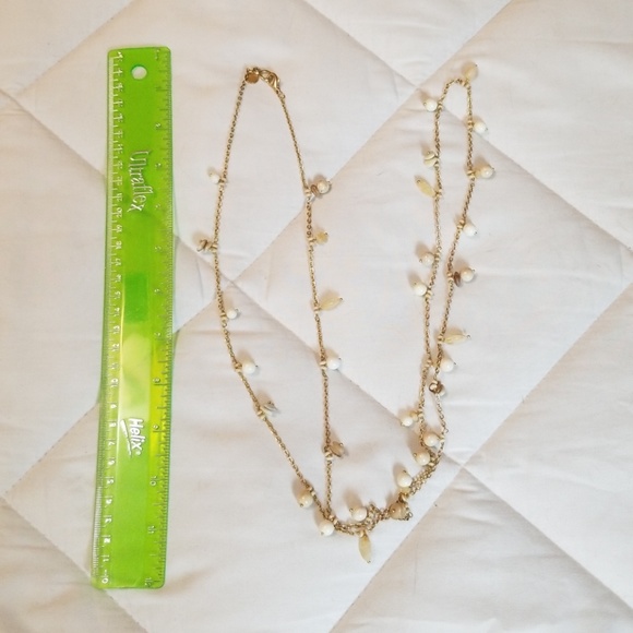 Vintage Talbots Long Gold Stone Bead Necklace - Picture 5 of 5
